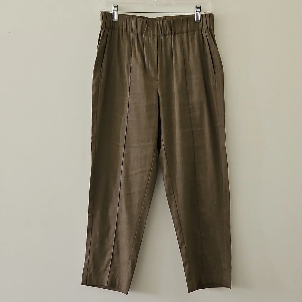 Babaton Cropped Linen-blend Pants In Morel Size‎ Small